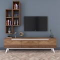 Comoda TV cu 2 rafturi de perete M15 - 839, Wren, 180 x 35 x 48.6 cm/90 cm, walnut/white