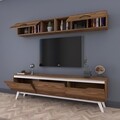 Comoda TV cu 2 rafturi de perete M4 - 826, Wren, 180 x 35 x 48.6 cm/90 cm, walnut/white