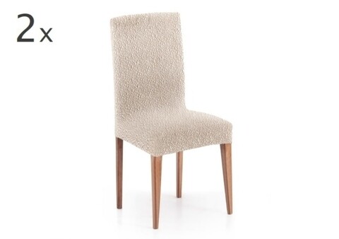 Set 2 huse scaun elastice bi-stretch, Premium Roc, inaltime spatar pana la 60 cm, natural C/0