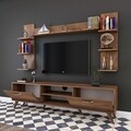 Comoda TV cu 3 rafturi de perete M23 - 276, Wren, 180 x 35 x 48.6 cm/90 cm/133 cm, walnut