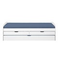 Pat multifunctional pentru o persoana cu 2 sertare si spatiu de depozitare/pat suplimentar, 90x200 cm, Ried, Inter Link, lemn, alb