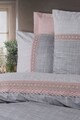 Lenjerie de pat pentru doua persoane, Hazel, 6 piese, 200x220 cm, 100% bumbac ranforce, cu detalii brodate, roz pudra