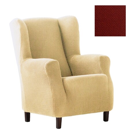 Husa fotoliu elastica bi-stretch, Cora, wing chair, caramiziu C/9