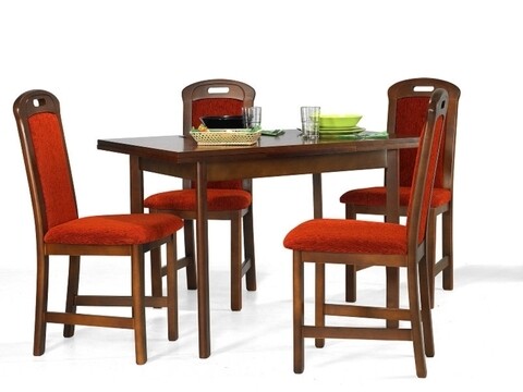 Set masa extensibila si 4 scaune Flora, Elvila, 110-180 x 70 x 75.5 cm / 45.5 x 57.7 x 103 cm, lemn de fag