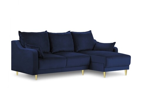 Coltar extensibil reversibil, Pansy, Mazzini Sofas, 4 locuri, cu lada de depozitare, 220x150x90 cm, catifea, albastru regal