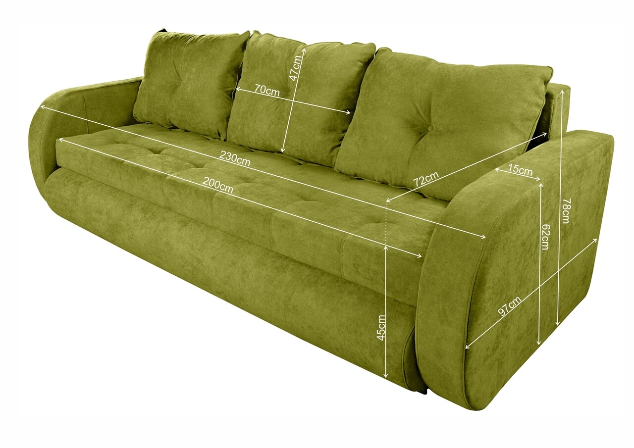 l canapea extensibila siena 230x97x78 cm cu lada de depozitare verde