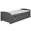 Pat multifunctional pentru o persoana, 90x200 cm, Lena 10C, Inter Link, lemn, gri