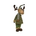 Decoratiune Deer w hat w scarf, Decoris, 16x29x67 cm, poliester, maro/verde