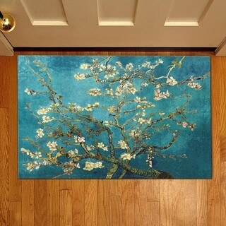Covoras de intrare Flower tree, Casberg, 38x58 cm, poliester, albastru/alb
