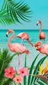 Prosop de plaja, Good Morning, Flamingo, 100x180 cm, 100% polivelour, multicolor