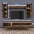 Comoda TV cu raft de perete si 2 cabinete M2 - 824, Wren, 180 x 35 x 48.6 cm/133 cm, walnut/white