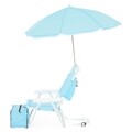 Scaun cu umbrela soare pentru copii + geanta frigorifica, Kids Beach, 37 x 28 x 45 cm, albastru