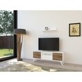 Comoda TV cu raft de perete Horus, Homemania, 120 x 30 x 48.6 cm, alb/walnut