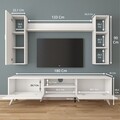 Comoda TV cu 2 rafturi de perete si cabinet M13 - 255, Wren, 180 x 35 x 48.6 cm/90 cm/133 cm, white