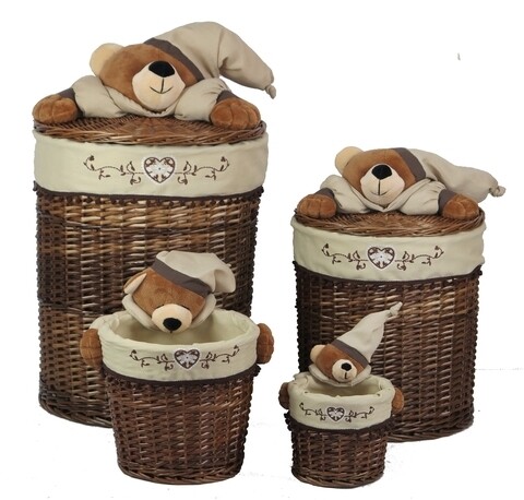 Set 4 cosuri Bear Bedora, salcie/material textil, multicolor