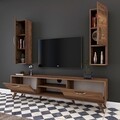 Comoda TV cu 2 cabinete M21 - 272, Wren, 180 x 35 x 48.6 cm/90 cm, walnut