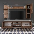 Comoda TV cu 2 rafturi de perete si cabinet M25 - 280, Wren, 180 x 35 x 48.6 cm/90 cm/133 cm, walnut