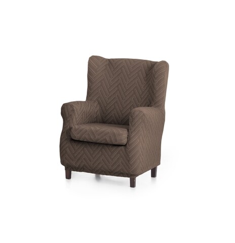 Husa fotoliu elastica bi-stretch, Argos, wing chair, maro C/7