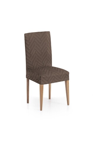 Set 2 huse scaun elastice bi-stretch, Argos, inaltime spatar pana la 55 cm, maro C/7