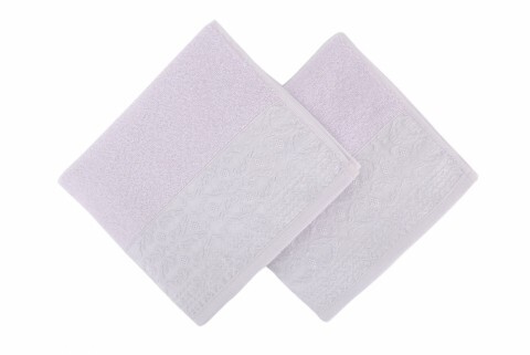 Set 2 prosoape de maini 50x90 cm, 100% bumbac, Soft Kiss, Zarif  Lilac