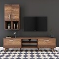 Comoda TV cu 2 cabinete M39 - 305, Wren, 180 x 35 x 48.6 cm/90 cm, walnut