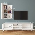 Comoda TV cu raft de perete si cabinet M47 - 322, Wren, 180 x 35 x 48.6 cm/90 cm, white