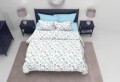 Lenjerie de pat dubla, 6 piese, 240x240 cm, Ressort Bleu, Bedora, Policoton 30/70, alb/albastru