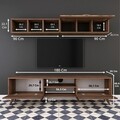 Comoda TV cu raft de perete si cabinet M8 - 246, Wren, 180 x 35 x 48.6 cm/90 cm, walnut