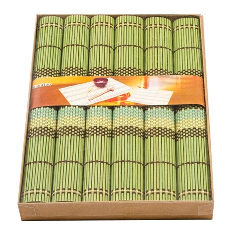 Set 6 suporturi pentru farfurie PRC, bambus, 40 x 35 cm, verde