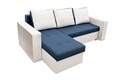 Coltar extensibil Toledo, 226x145x79 cm, 2 lazi depozitare, Reversibil, Alb/Albastru petrol