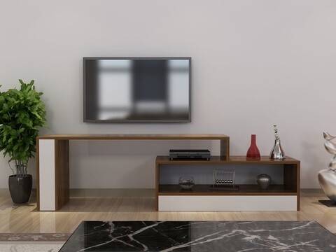 Comoda TV DUS, Gauge Concept, 165x30x45 cm, PAL, alb/aluna
