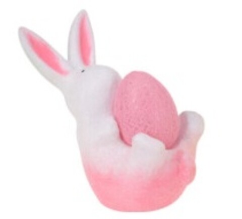 Decoratiune luminoasa Bunny with egg, 12x7x15.5 cm, ceramica, roz
