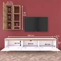 Comoda TV cu raft de perete si cabinet M37 - 422, Wren, 180 x 35 x 48.6 cm/90 cm, white/walnut