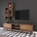 Comoda TV cu 2 rafturi de perete M15 - 260, Wren, 180 x 35 x 48.6 cm/90 cm, walnut