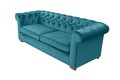 Canapea extensibila Oxford Chesterfield, 88x216x75 cm, 3 locuri, Azur