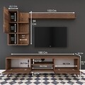 Comoda TV cu 2 rafturi de perete si cabinet M33 - 294, Wren, 180 x 35 x 48.6 cm/90 cm/133 cm, walnut