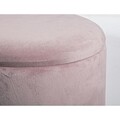 Taburet cu spatiu pentru depozitare, Polina, Bizzotto, 34.5x45 cm, catifea, roz