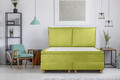 Pat matrimonial, Stockholm, Pillows E, 140x200 cm, saltea tip Pocket, topper memory, Verde