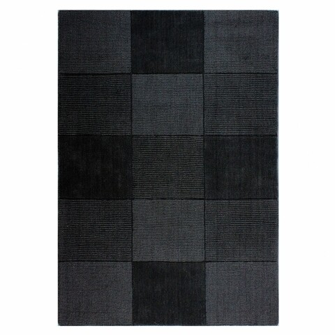 Covor Wool Squares Black , Flair Rugs, 110x 160 cm, 100% lana, negru