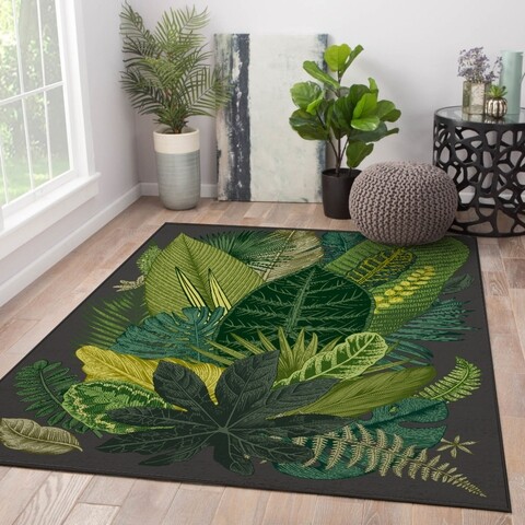 Covor Leaf, Oyo Concept, 140x220 cm, poliester, multicolor