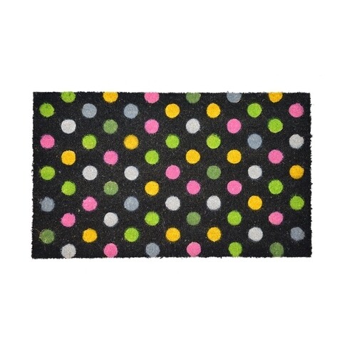 Covoras de intrare, Casa Plastor, Dots, 45 x 75 cm, cauciuc/fibra nuca de cocos, multicolor