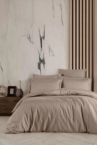 Lenjerie de pat dubla, Grej, Bedora, 4 piese, 220x200 cm, 100% bumbac satinat