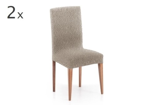 Set 2 huse scaun elastice bi-stretch, Premium Roc, inaltime spatar pana la 60 cm, bej in C/11