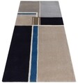 Covor Sea Bedora,100x200 cm, 100% lana, albastru, finisat manual