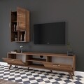 Comoda TV cu 2 cabinete M43 - 313, Wren, 180 x 35 x 48.6 cm/90 cm, walnut