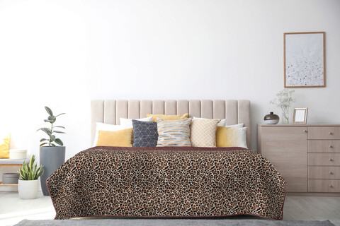 Cuvertura matlasata cocolino, Alcam, Leopard, 210x220 cm