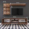 Comoda TV cu 3 rafturi de perete M41 - 309, Wren, 180 x 35 x 48.6 cm/90 cm/133 cm, walnut