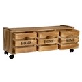 Comoda cu 3 sertare si roti Home, Creaciones Meng, 81x24.5x30.5 cm, lemn de paulownia/MDF