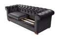 Canapea extensibila Oxford Chesterfield, 88x216x75 cm, 3 locuri, Graphite