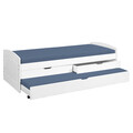 Pat multifunctional pentru o persoana cu 2 sertare si spatiu de depozitare/pat suplimentar, 90x200 cm, Ried, Inter Link, lemn, alb